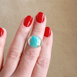 Turquoise Silver Ring Size 8